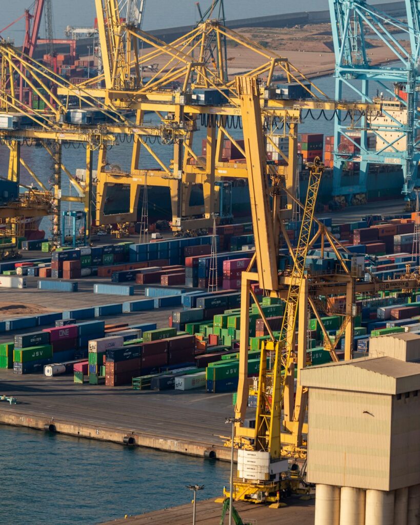 a large crane is in the middle of a large body of water