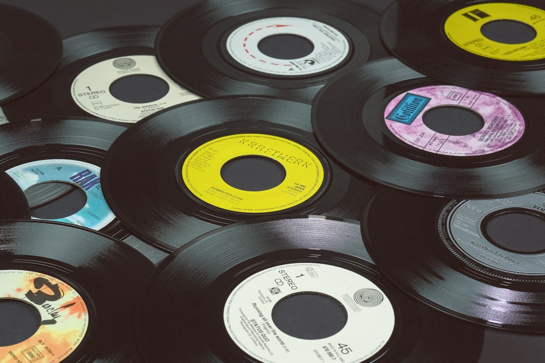 black vinyl record on black vinyl record